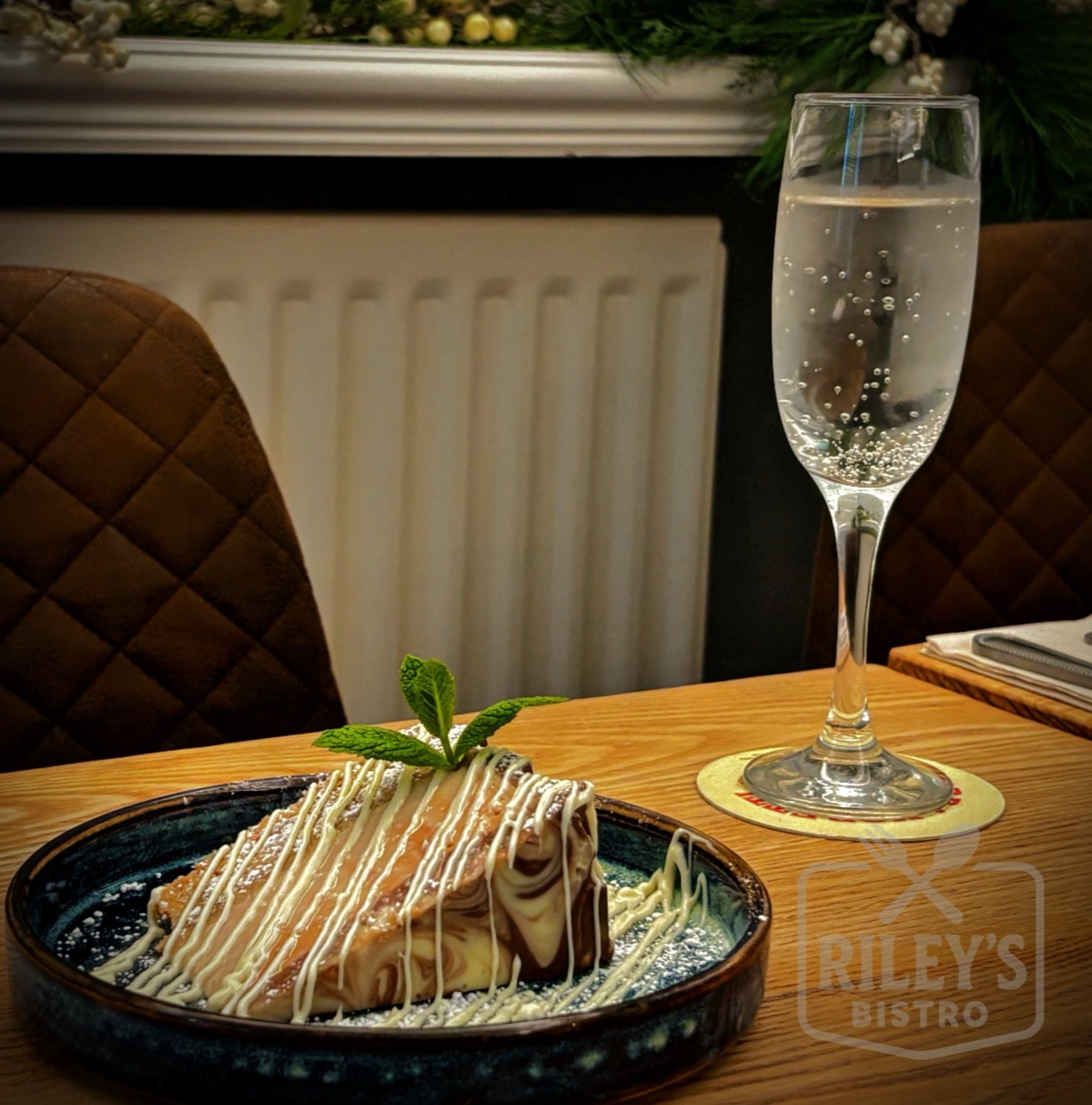 A dessert served at Riley’s Bistro